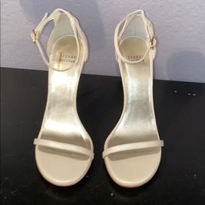 Cream Stuart weitzman heels with ankle straps
